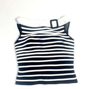 Cache Black and White Striped Top